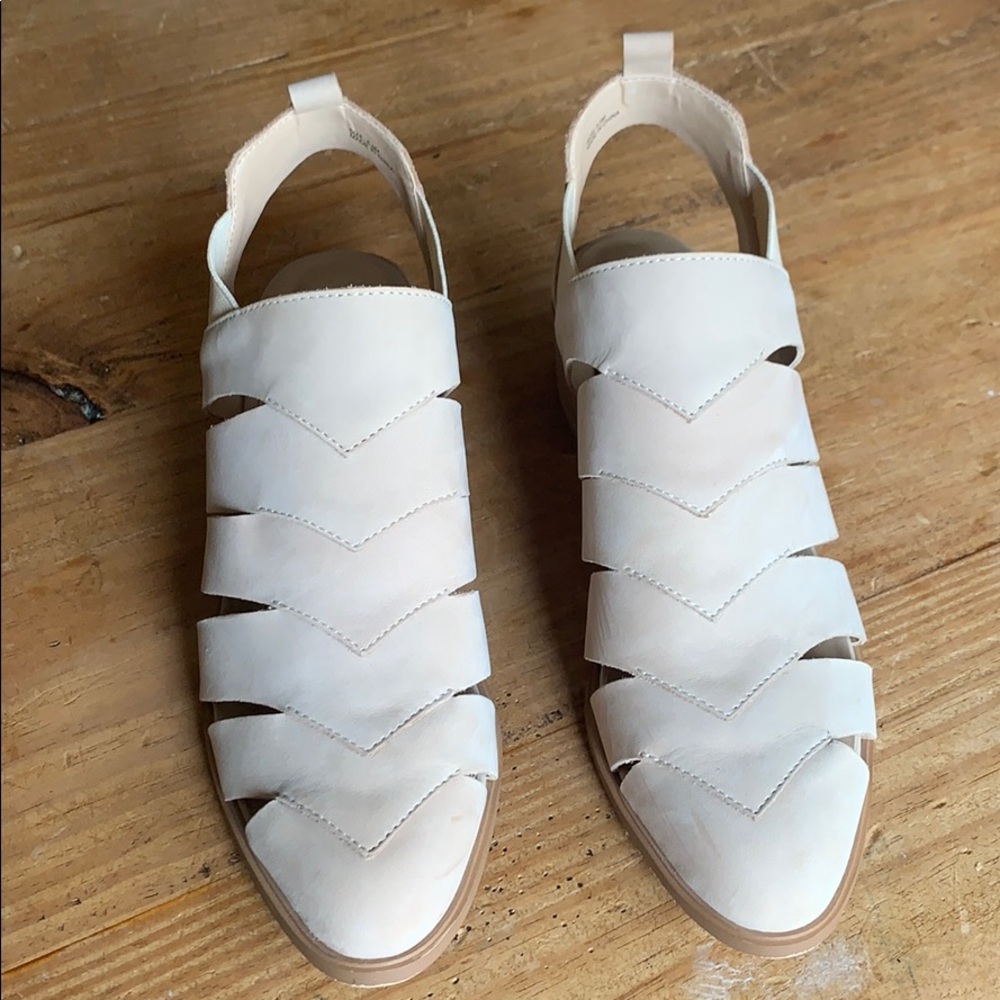 Anthropologie block heeled open heel booties, 8.5